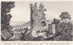 Ruine des Michaelsklosters 1814 (Stahlstich von de Graimberg) © KMH